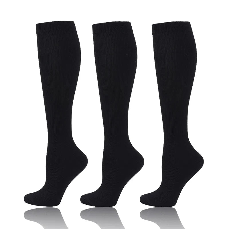 58 Styles 3 Pairs/Pack Compression Socks Knee High 30MmHg Women Men Sports Socks Edema Diabetes Varicose Veins Running Socks Quick Pick Grocers